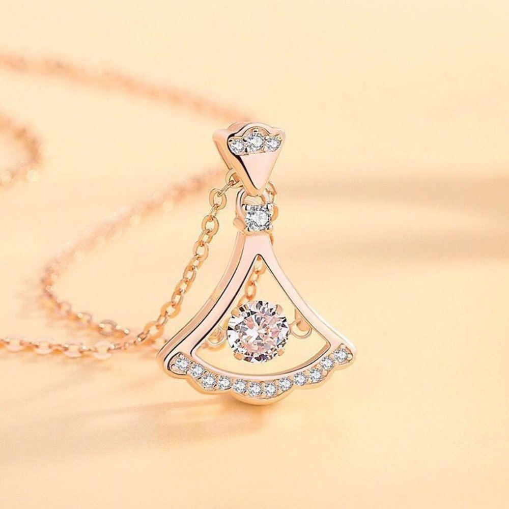 Certified 1/2ct. t.w. Diamond Dancing Lady Necklace 18k Gold over Italy Silver